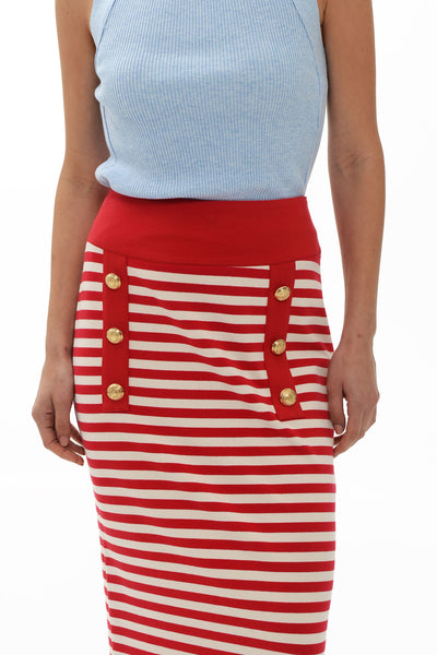 Elisavet striped sweatshirt skirt (Red)