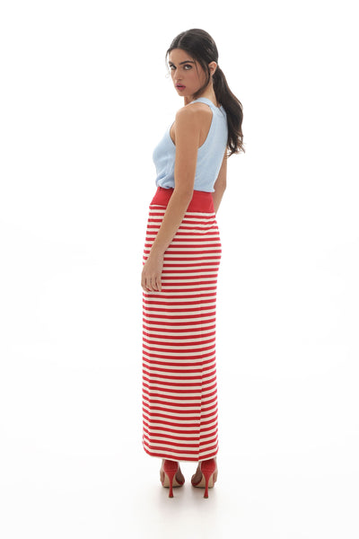 Elisavet striped sweatshirt skirt (Red)