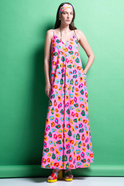 ‘KELLY’ MAXI ΦΟΡΕΜΑ (PINK/ANIMAL PRINT)