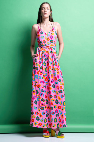 ‘KELLY’ MAXI ΦΟΡΕΜΑ (PINK/ANIMAL PRINT)
