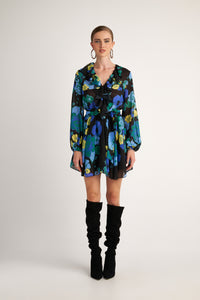 Angelina Dress (Black Flowers)