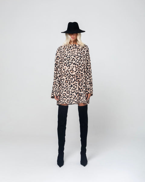 ALEXIS OVERSIZED MINI DRESS (ANIMAL PRINT)