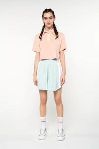 TOWELING CROP POLO TOP
