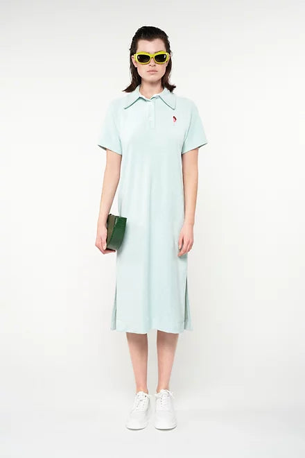 TOWELING POLO MIDI DRESS