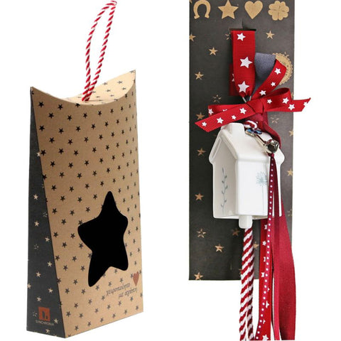 Γούρι Καμπάνα πορσελάνη Σπίτι-Ασημί/Χρυσό