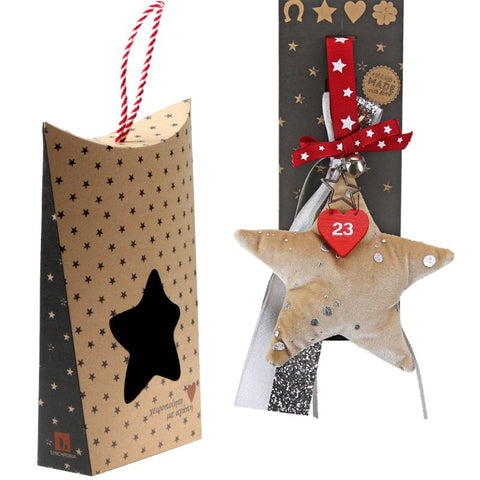 Γούρι Βελούδινο αστέρι-Μπεζ