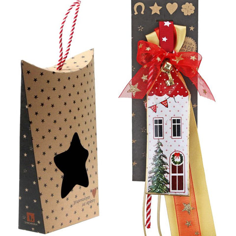 Γούρι Σπίτι μεταλλικό μεγάλο-Λευκό πουά