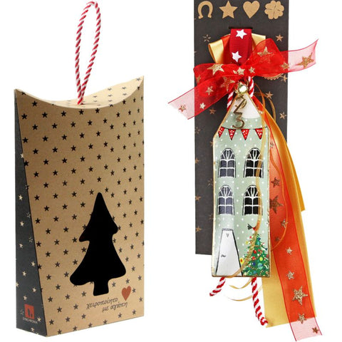 Γούρι Σπίτι μεταλλικό μεγάλο-Γκρι πουά